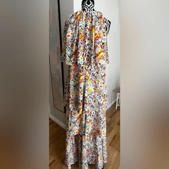 NWT STAUD Caya Tiered Flowy Retro Millefiori Multi Print Maxi Dress - Picture 9 of 16